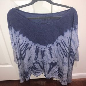 Blue Tie-Dye Mid-length Sleeved Blouse